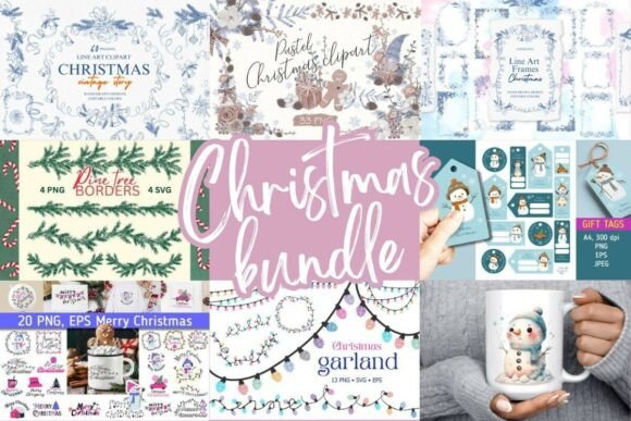 Download Cute Merry Christmas Graphic Bundle - Christmas graphic bundle Collection