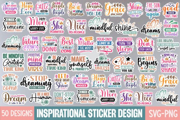 Download Inspirational Quotes Sticker Svg Bundle, - Inspiration Collection